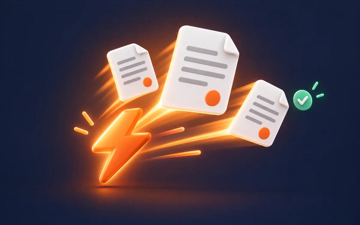 Notas fiscais saindo em alta velocidade de um raio